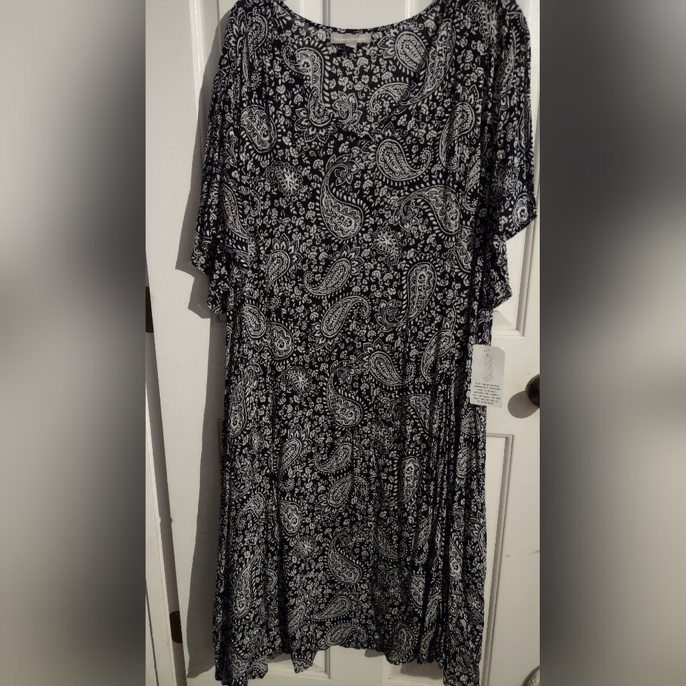 Woman Within black and white paisley dress plus size